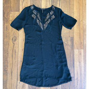 Black Midi-dress with lace detail and pockets